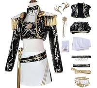 Kpop Demon Hunters Cosplay Costume, Zoey Rumi Mira, Halloween Carnival Party Uniform (Mira-black, XL)