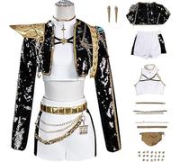 Kpop Demon Hunters Cosplay Costume, Zoey Rumi Mira, Halloween Carnival Party Uniform (Rumi-Black, XL)