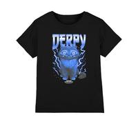 Kpop Demon Hunters Derpy Tiger Lightning Band Tee Kids T Shirt, Black, 7-8