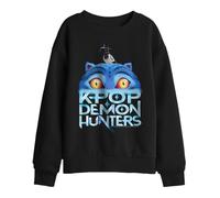 Kpop Demon Hunters Derpy Tiger Sinking Logo Kids Sweatshirt, Black, 9-11