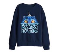 Kpop Demon Hunters Derpy Tiger Sinking Logo Kids Sweatshirt, Navy, 12-13
