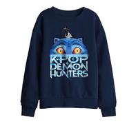 Kpop Demon Hunters Derpy Tiger Sinking Logo Kids Sweatshirt, Navy, 5-6