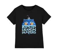 Kpop Demon Hunters Derpy Tiger Sinking Logo Kids T Shirt, Black, 9-11