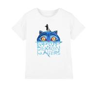 Kpop Demon Hunters Derpy Tiger Sinking Logo Kids T Shirt, White, 7-8