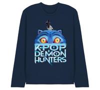 Kpop Demon Hunters Derpy Tiger Sinking Logo Unisex Long Sleeve T Shirt, Navy, Large
