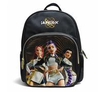 KPop Demon Hunters HUNRTR/X Golden Backpack - Official Merchandise - Lightweight Kids School Bag with Padded Straps, Front Pocket & Reflective Gold Details - 36cm K-Pop Black & Gold Rucksack