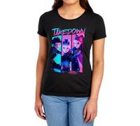 Kpop Demon Hunters Huntrix Demons Takedown Comic Womens T Shirt, Black, XL