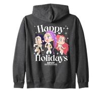 KPop Demon Hunters Huntrix Group Happy Holidays Zip Hoodie