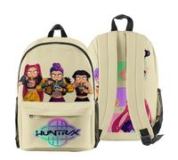 KPop Demon Hunters Huntrix Team Backpack - Unisex Oxford Anime Graphic Rucksack with Zip Pocket & Mesh Sides (Beige)