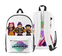 KPop Demon Hunters Huntrix Team Backpack - Unisex Oxford Anime Graphic Rucksack with Zip Pocket & Mesh Sides (White)