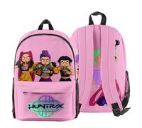 KPop Demon Hunters Huntrix Team Backpack - Unisex Oxford Anime Graphic Rucksack with Zip Pocket & Mesh Sides (Pink)