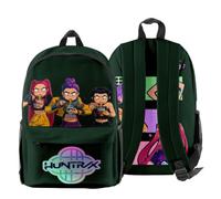 KPop Demon Hunters Huntrix Team Backpack - Unisex Oxford Anime Graphic Rucksack with Zip Pocket & Mesh Sides (Green)
