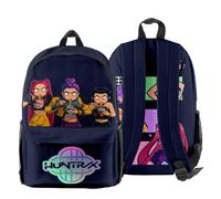 KPop Demon Hunters Huntrix Team Backpack - Unisex Oxford Anime Graphic Rucksack with Zip Pocket & Mesh Sides (Navy)