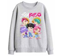 Kpop Demon Hunters - Saja Boys Chibi Poster Kids Sweatshirt, Heather Grey, 7-8
