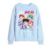 Kpop Demon Hunters - Saja Boys Chibi Poster Kids Sweatshirt, Light Blue, 7-8