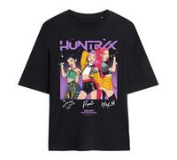 Kpop Demon Hunters Singing Signatures Ladies Oversized T Shirt, Black, Small