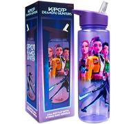 KPop Demon Hunters Water Bottle for Girls 25oz/700ml, Huntrix BPA Free Plastic Water Bottle with Straw, Rumi Zoey Mira Kpop Merchandise Gifts