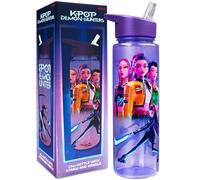 KPop Demon Hunters Water Bottle for Girls 25oz/700ml, Huntrix BPA Free Plastic Water Bottle with Straw, Rumi Zoey Mira Kpop Merchandise Gifts