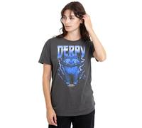 Kpop Demon Hunters Womens Derpy Tiger Lightning Band Tee Ladies Shirt, Charcoal, Charcoal, L UK