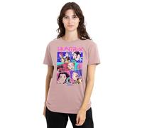 Kpop Demon Hunters Womens Huntrix Neon Comic Anime Ladies Shirt, White, Pink, XL UK