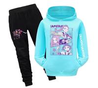 Kpop Demons H-Hunters Tracksuit Set for Girls Vintage Y2K Pullover Huntrix Huntr/X Hip Hop Streetwear Fashion Long Sleeve Anime Printed Hooded Sweatshirt Two-Piece Set