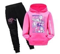 Kpop Demons H-Hunters Tracksuit Set for Girls Vintage Y2K Pullover Huntrix Huntr/X Hip Hop Streetwear Fashion Long Sleeve Anime Printed Hooded Sweatshirt Two-Piece Set