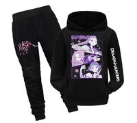 Kpop Demons H-Hunters Tracksuit Set for Girls Vintage Y2K Pullover Huntrix Huntr/X Hip Hop Streetwear Fashion Long Sleeve Anime Printed Hooded Sweatshirt Two-Piece Set