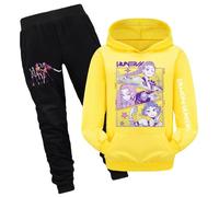 Kpop Demons H-Hunters Tracksuit Set for Girls Vintage Y2K Pullover Huntrix Huntr/X Hip Hop Streetwear Fashion Long Sleeve Anime Printed Hooded Sweatshirt Two-Piece Set