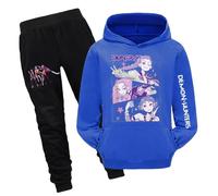 Kpop Demons H-Hunters Tracksuit Set for Girls Vintage Y2K Pullover Huntrix Huntr/X Hip Hop Streetwear Fashion Long Sleeve Anime Printed Hooded Sweatshirt Two-Piece Set