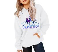 KPop Demons Hunters Hoodies for Girls Rumi Halloween Costume Fancy Dress Huntrix Huntr/X Hip Hop Streetwear Pullover Kids Cosplay Uniform Carnival Outfit (01-3-White, 6-7 years)