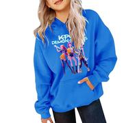 KPop Demons Hunters Hoodies for Girls Rumi Halloween Costume Fancy Dress Huntrix Huntr/X Hip Hop Streetwear Pullover Kids Cosplay Uniform Carnival Outfit (01-1-Blue, 4-5 years)