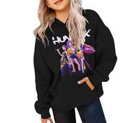 KPop Demons Hunters Hoodies for Girls Rumi Halloween Costume Fancy Dress Huntrix Huntr/X Hip Hop Streetwear Pullover Kids Cosplay Uniform Carnival Outfit (01-2-Black, 6-7 years)