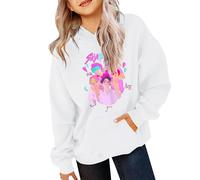 KPop Demons Hunters Hoodies for Girls Rumi Halloween Costume Fancy Dress Huntrix Huntr/X Hip Hop Streetwear Pullover Kids Cosplay Uniform Carnival Outfit (01-5-White, 5-6 years)
