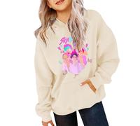 KPop Demons Hunters Hoodies for Girls Rumi Halloween Costume Fancy Dress Huntrix Huntr/X Hip Hop Streetwear Pullover Kids Cosplay Uniform Carnival Outfit (01-5-Beige, 7-9 years)
