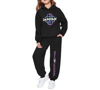 Kpop Demons Hunters Tracksuit Sets for Kids 2 Piece Outfits Anime Film Character Prints Streetwear Hoodie & Elastic Drawstring Sweatpants Autumn Winter Loungewear Suit (Black-b, 7-8 Years)