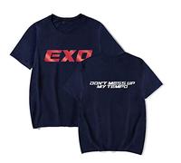 Kpop EXO Cotton T-Shirts Unisex Korean Kai Chen Sehun Suho Baekhyun Chanyeol Xiumin D.O T-Shirt Short Sleeve Blue