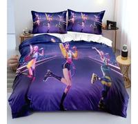 KPop Hunters Bedroom Double Duvet Cover Set Soft Lightweight Polyester,Rumi Mira Zoey Jinu Tiger Sajo Bedding Set