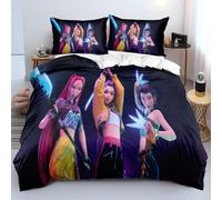 KPop Hunters Bedroom Double Duvet Cover Set Soft Lightweight Polyester,Rumi Mira Zoey Jinu Tiger Saje Bedding Set