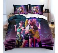 KPop Hunters Bedroom Double Duvet Cover Set Soft Lightweight Polyester,Rumi Mira Zoey Jinu Tiger Saje Bedding Set