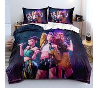KPop Hunters Single 135 x 200 cm Bedroom Duvet Cover Set Soft Lightweight Polyester, Rumi Mira Zoey Jinu Tiger Saj Bedding Set