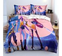 KPop Hunters Single 135 x 200 cm Bedroom Duvet Cover Set Soft Lightweight Polyester, Rumi Mira Zoey Jinu Tiger Saje Bedding Set