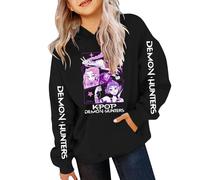 Kpop Hunters Sweatshirt for Girls Huntrix Huntr/X Pullover Halloween Costumes Trendy Fancy Dress Outfits Long Sleeve Hoodies Jumper Stage Role Play Shirts Tops (01-2-Black, 7-9 years)