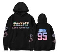 Kpop Jungkook Suga Jimin V Rap Jhope Jin Hoodie Sweatshirts Love Yourself Hoodies Sweater Merch Merchandise, 03 Black Jimin, S