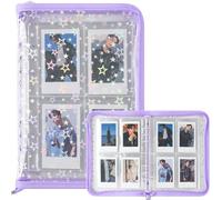 Kpop Photocard Binder, A5 Binder Album with 200 Card Slots, Photocard Holder Book, Card Collection Binder 25 Inner Pages 6 Ring with Zipper for Organizing Trading Card (Purple)