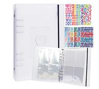 Kpop Photocard Binder Sleeves A5 Ring Binder Kpop Photo Card Holder Book Clear Large Photo Album 6 Rings Scrapbook Card Protectors Plastic Sleeves Pages with 9 Pcs Stickers 160 Pockets