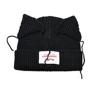 Kpop Stray Kids Beanie Hat Cat Ear Hat Hyunjin Felix Bangchan Hat Knitted Caps SKZ Headwear/926 ( Color : Cat Ear Beanie Hatblack , Size : Medium )
