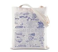 Kpop Tote Bag Kpop Lover Gift Concert Reusable Grocery Shopping Bag K-pop Shoulder Bag (Wave Kpop Tote)