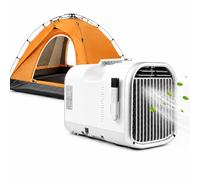 KPOUYYDS Compact Air Conditioner, Portable Camping AC 5100 BTU 110/220V 400W Low Power 4-in-1 Modes 42dB Quiet Auto-Evaporation 12H Timer Remote Control for Tent RV Van Outdoor Trips V1pro