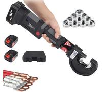 KPOUYYDS Cordless Hydraulic Crimping Tool 18V, 12 Ton Cordless Hydraulic Crimping Tool with 12Molds(6AWG to 800MCM) Wire Smart LED Display for Copper Aluminum Terminals Electricians