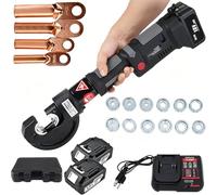 KPOUYYDS Cutting Tool Copper Crimping Tools, Cordless Hydraulic Crimping 12 Ton-12Molds(6AWG to 800MCM) 18V Copper Pipe Crimper for Cu/Al Terminals, Continuous Wire Crimper Pliers